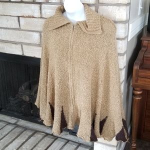 Brown knit shawl sweater